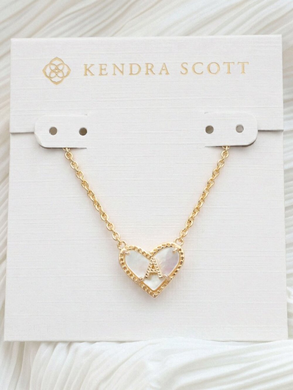 Ari Heart Letter A Gold Mother-of-Pearl Necklace by Kendra Scott